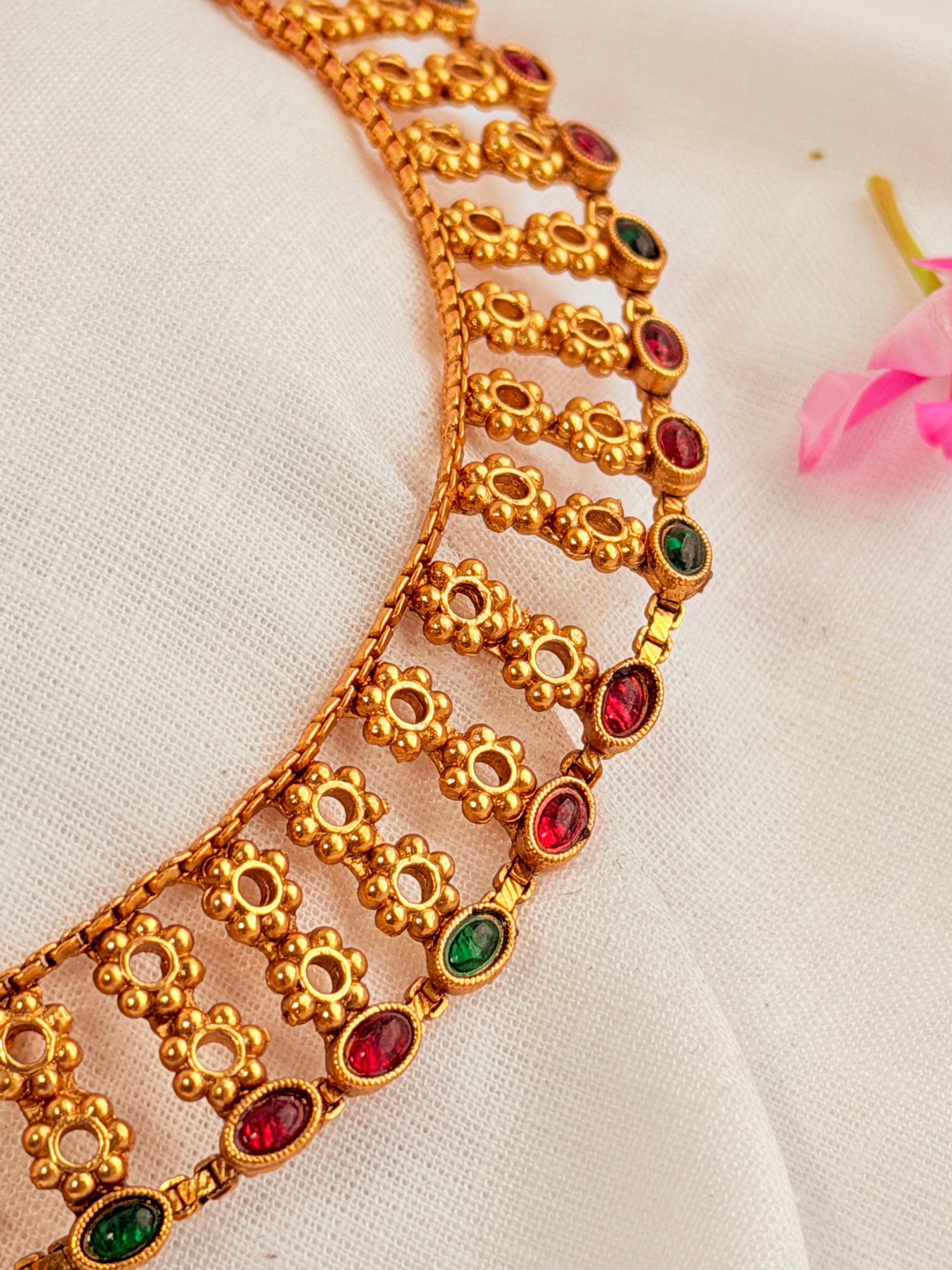 Anoora Ruby Green Antique Necklace Set - Anoora Ruby Green Antique Necklace Set (2)