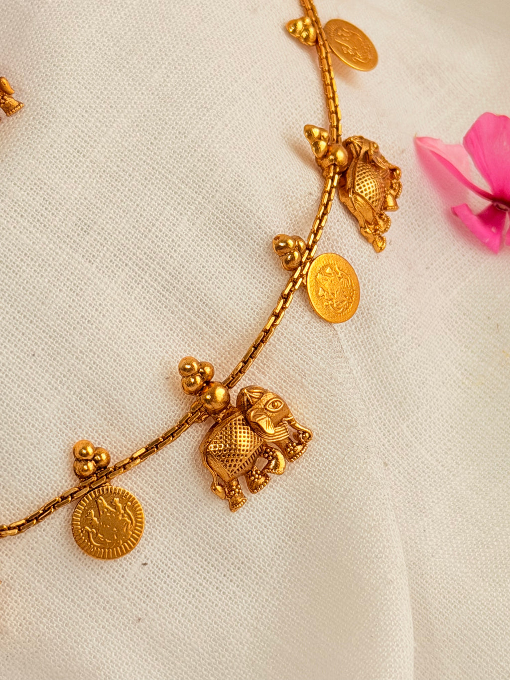 Gajavalli Elephant Coin Antique Necklace Set - Gajavalli Elephant Coin Antique Necklace Set (2)