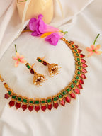Pallavi Enamel Necklace Set - Red (1)