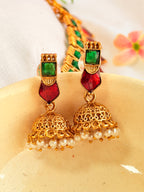 Pallavi Enamel Necklace Set - Red (3)