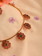 Malarvizhi Floral Kemp Necklace Set | Antique Gold Traditional Jewellery - Malarvizhi Floral Kemp Necklace Set | Antique Gold Traditional Jewellery (2)