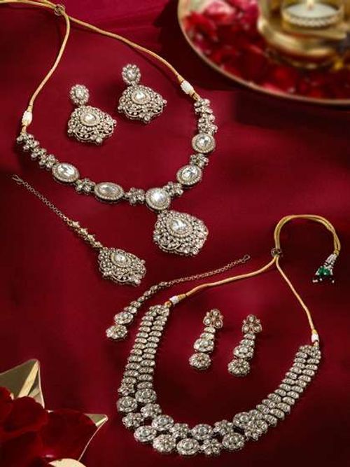 Antique Gold Peacock Necklace Set with Jhumka Earrings