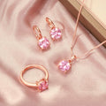 Rose Gold Pink Crystal Jewellery Set